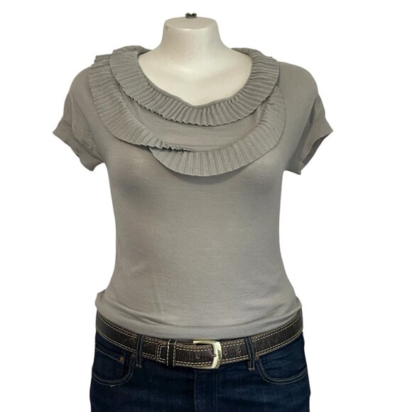 Ann Taylor LOFT Pleated Ruffle Knit Top - M - Picture 2 of 5